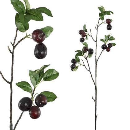 PTMD Berry Plant Pruimen Kunsttak - 52 x 30 x 88 cm - Bordeaux