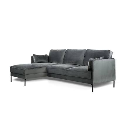 Duverger Piping - Sofa - 3-zit bank - chaise longue links - donkergri