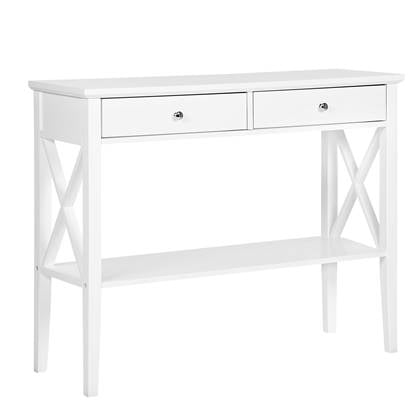beliani Konsolentisch Weiß 35 x 100 cm 2 Schubladen mdf Tischplatte Kleine Kommode Rechteckig Landhausstil - Weiß