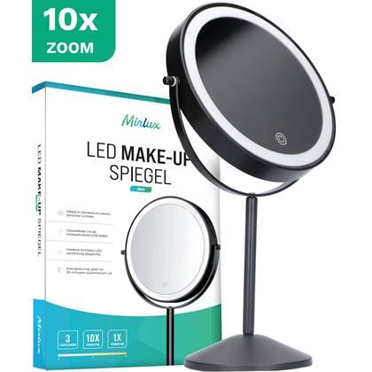 Mirlux Make Up Spiegel met LED Verlichting - 10X Vergroting - Zwart