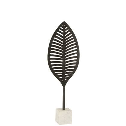 J-Line Figuur Blad Fijn Decoratief Aluminium|Marmer Zwart|Wit Small