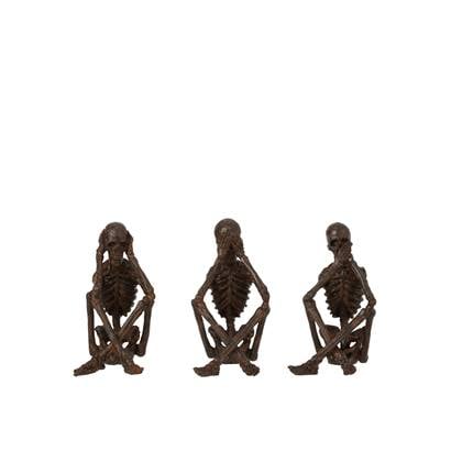 J-Line Skelet Horen|Zien|Zwijgen Poly Brons Assortiment Van 3