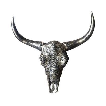 Skull Decoratie Buffel schedel skull bedrukt groot brons
