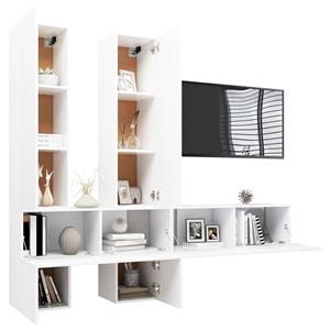 vidaXL Kleiderschrank 6-tlg TV-Schrank-Set Weiß Spanplatte TV-Konsole für Fernseher