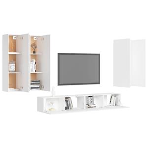 vidaXL Kleiderschrank 6-tlg TV-Schrank-Set Weiß Spanplatte