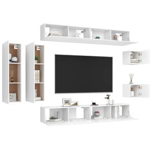 vidaXL Kleiderschrank 8-tlg TV-Schrank-Set Weiß Spanplatte TV-Konsole für Fernseher