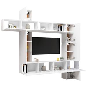 vidaXL Kleiderschrank 9-tlg TV-Schrank-Set Weiß Spanplatte