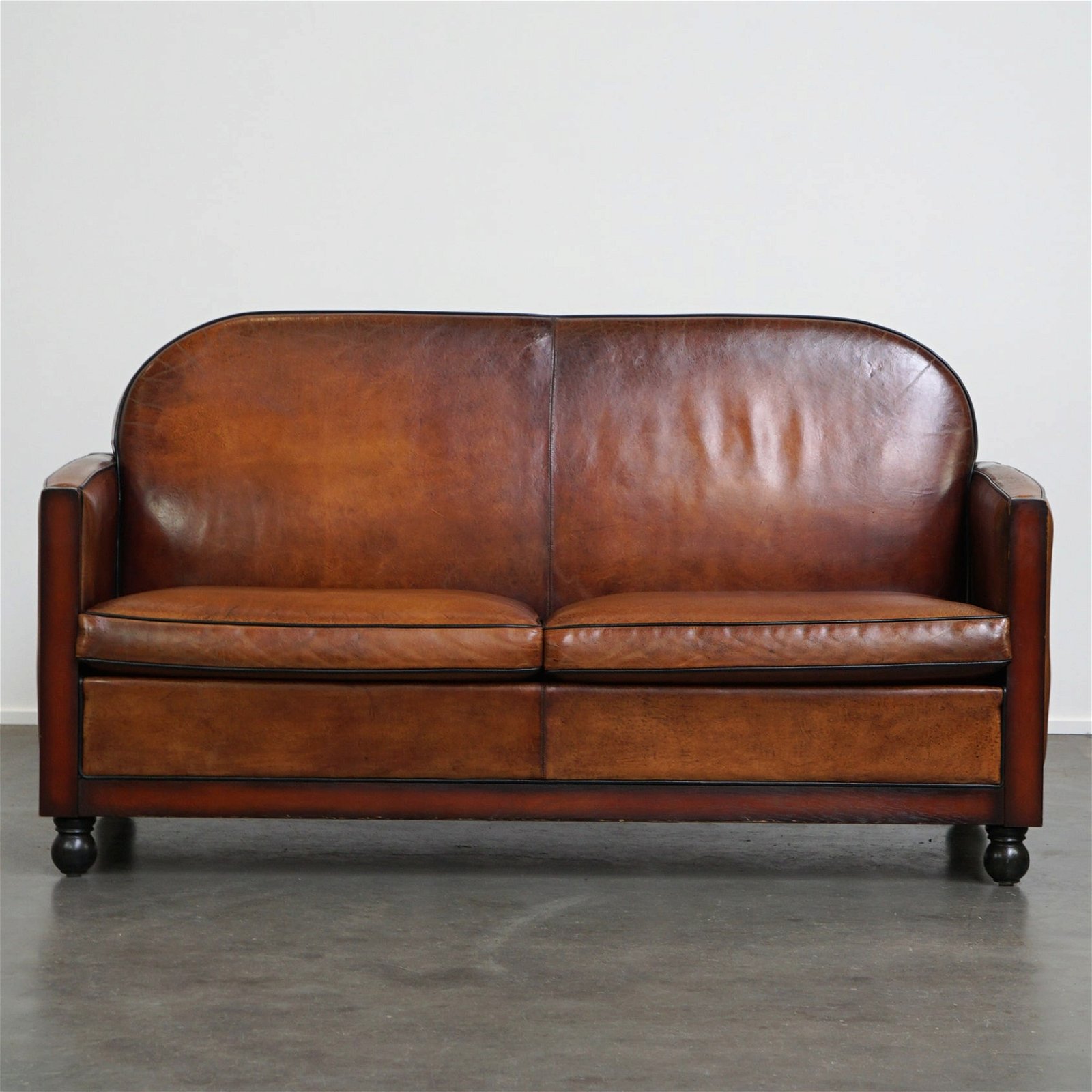 Whoppah 2 Zits Art Deco design bank Leather/Wood - Tweedehands