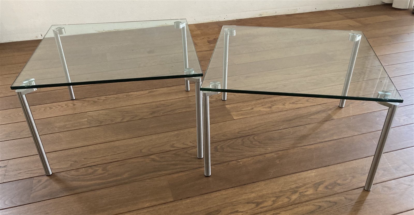 Montel 2x  glazen salontafels Chrome/Glass - Tweedehands