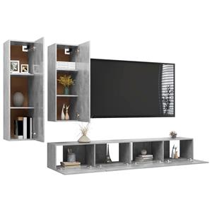 vidaXL Kleiderschrank 4-tlg TV-Schrank-Set Betongrau Spanplatte