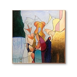 Light in the box met de hand geschilderd abstract olieverfschilderij figuratieve moderne abstracte kunst romantisch paar schilderij liefde fantasie uitzicht schilderij (geen frame)