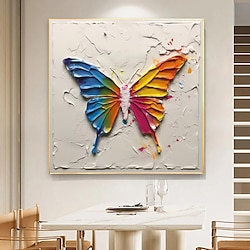 Light in the box handbeschilderd vlinder dik olieverfschilderij op canvas grote abstracte vlinder canvas kunst aan de muur moderne getextureerde dierenschilderij voor woonkamer cadeau uitgerekt frame klaar om op te