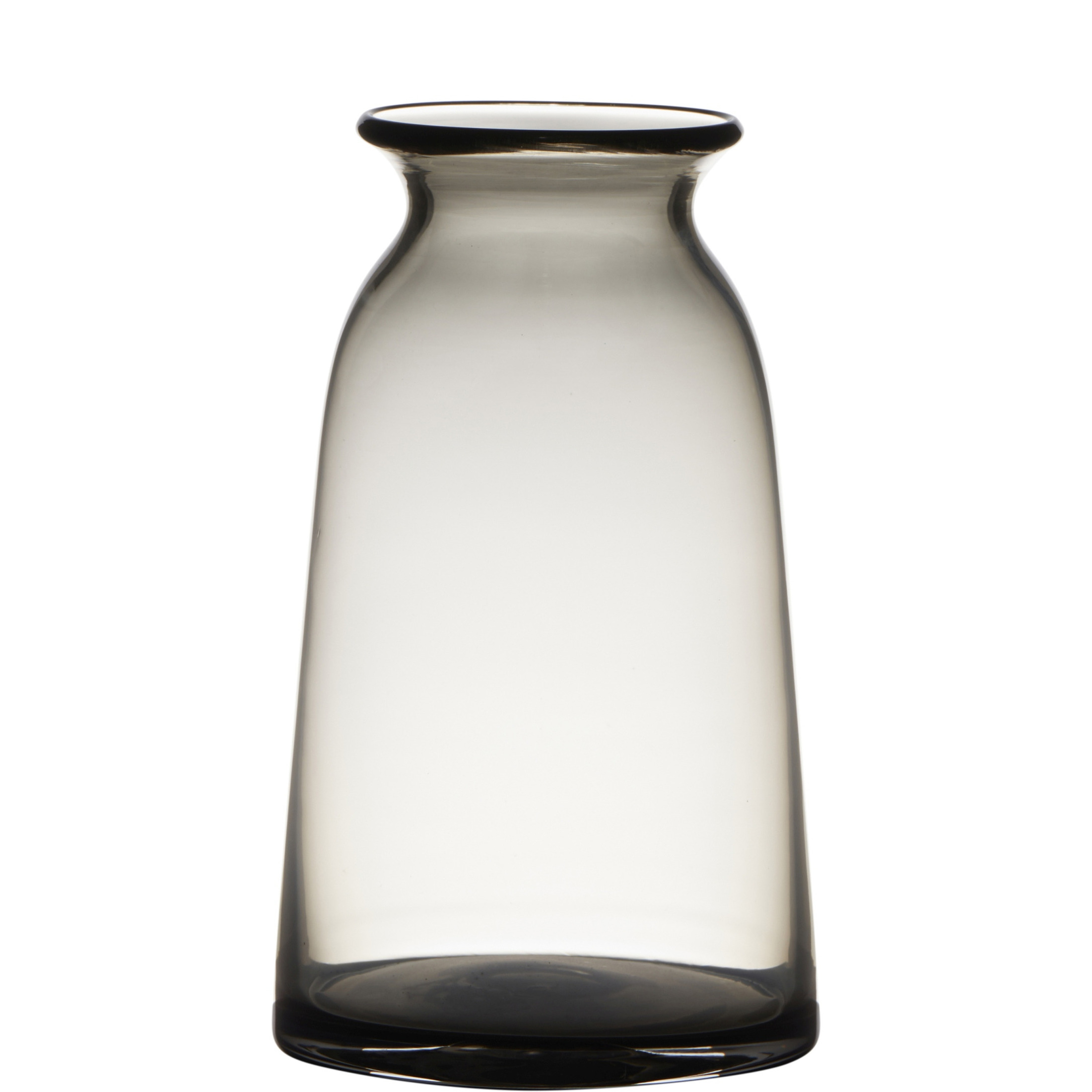 Merkloos Transparante home-basics grijze glazen vaas/vazen 23.5 x 12.5 cm -