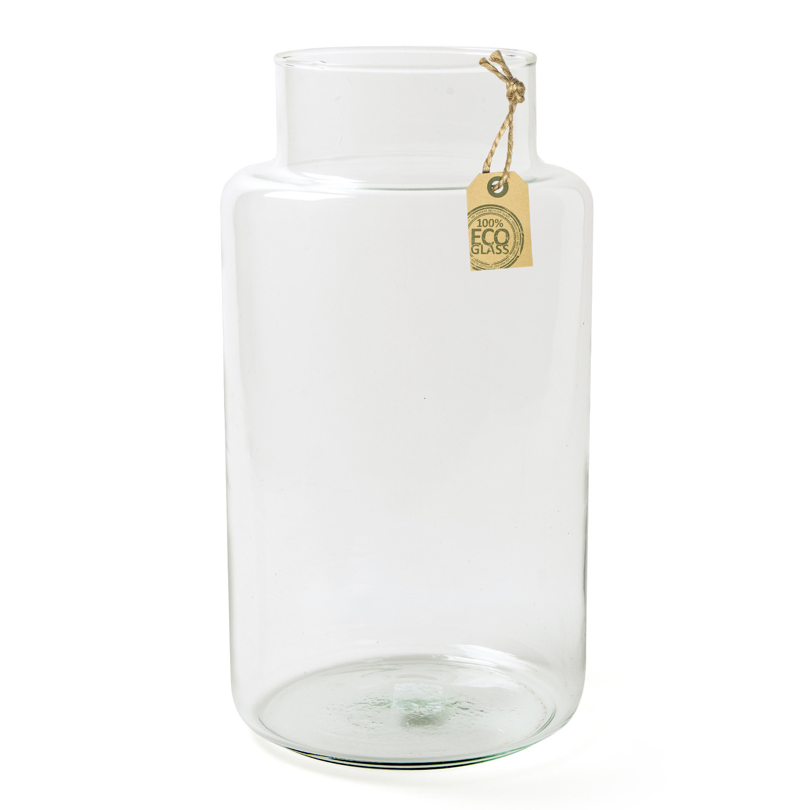 Merkloos Transparante melkbus vaas/vazen van eco glas 19 x 35 cm -