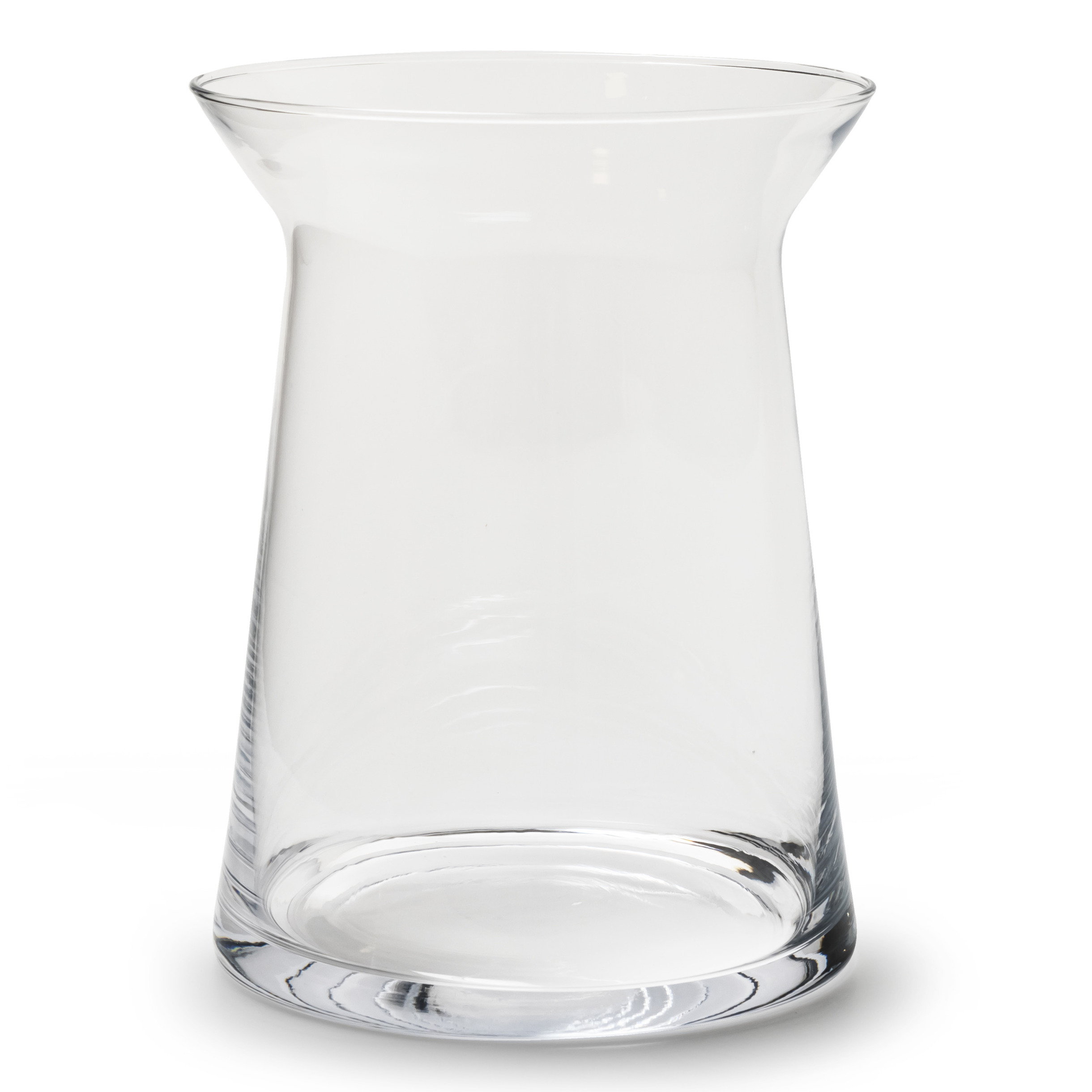 Merkloos Transparante trechter vaas/vazen van glas 19 x 25 cm -
