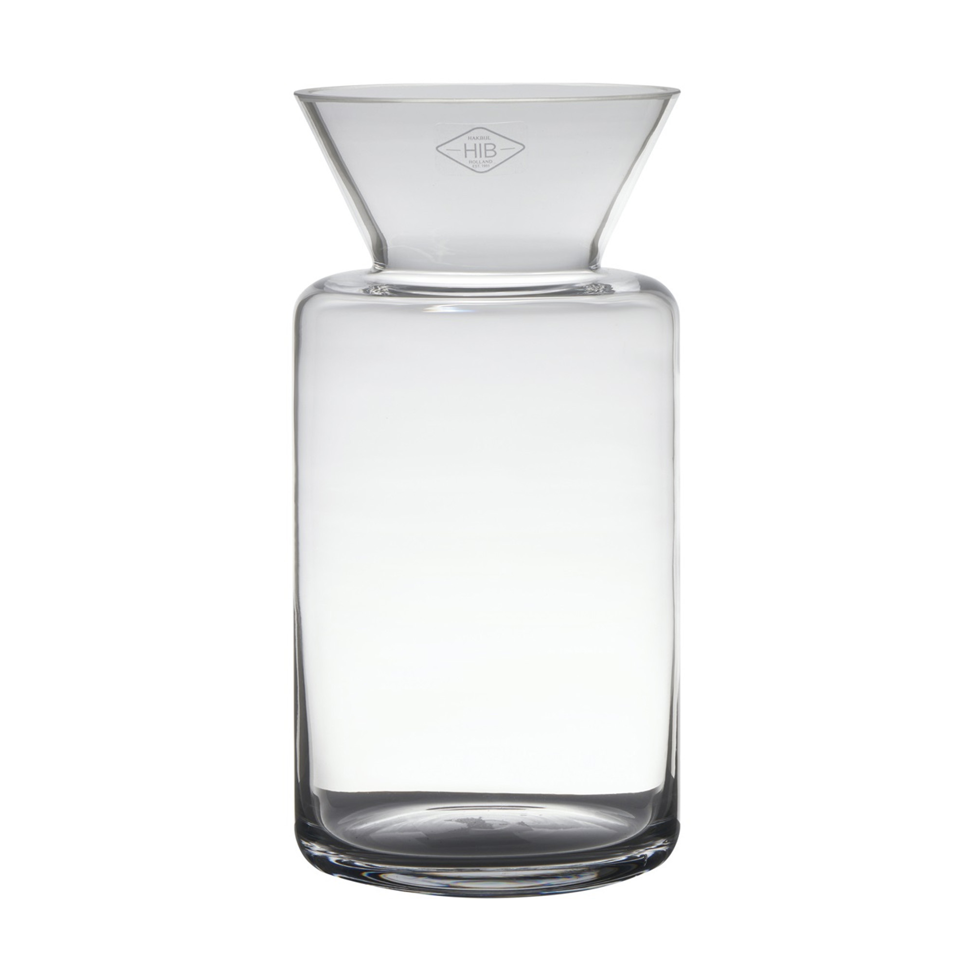 Merkloos Transparante luxe vaas/vazen van glas 30 x 15 cm -