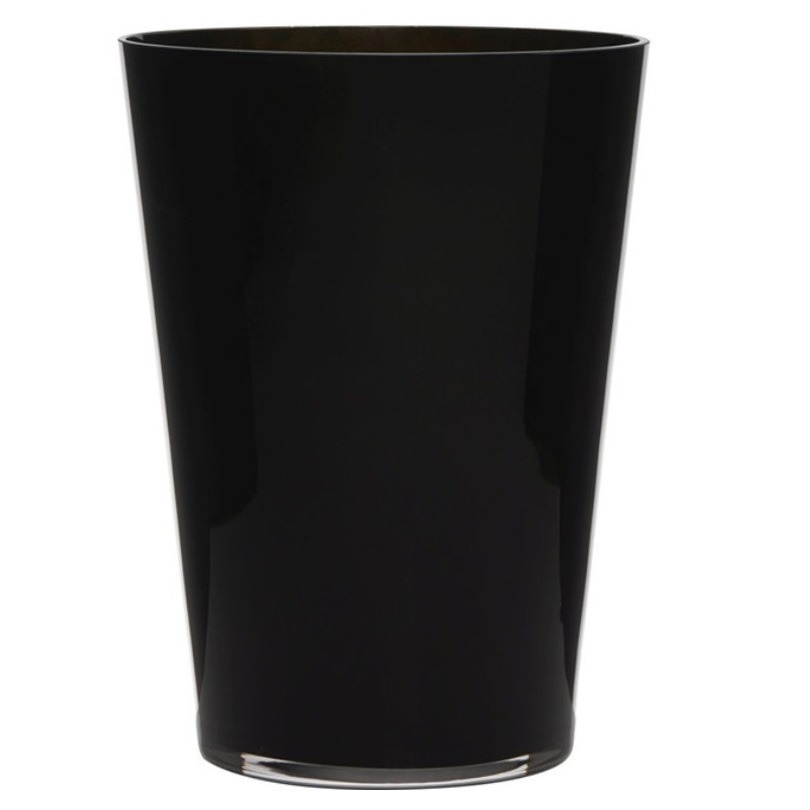 Merkloos Luxe stijlvolle zwarte conische bloemen vaas/vazen van glas 30 x 22 cm -