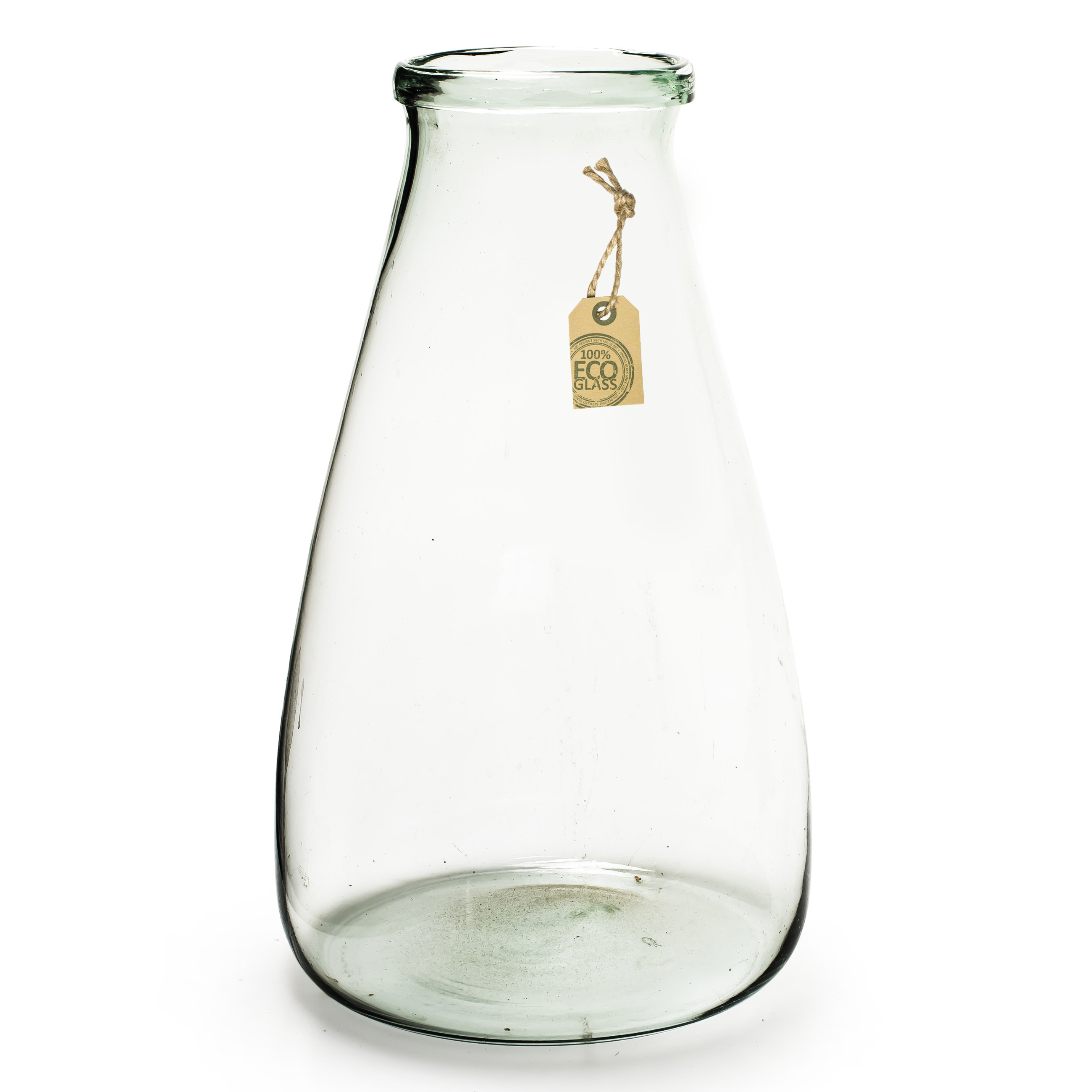 Merkloos Transparante trechter vaas/vazen van eco glas 24 x cm -
