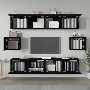 vidaXL TV-Schrank 6-tlg. TV-Schrank-Set Schwarz Holzwerkstoff (6-St)