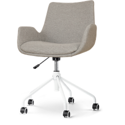 Nolon Nout-Eef bureaustoel warm grijs - wit onderstel