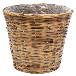 Mega Collections Planten/bloemen mand - rotan - lichtbruin - D25 x H21 cm -