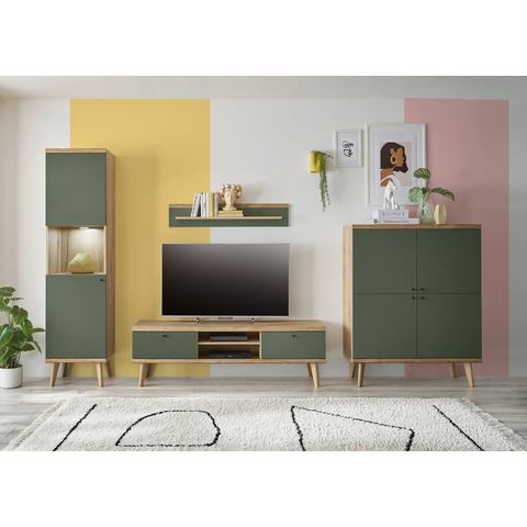 INOSIGN Wandmeubel MAVAS in moderne trendkleur, handgrepen van metaal (zwart), breedte 337 cm (set, 4-delig)