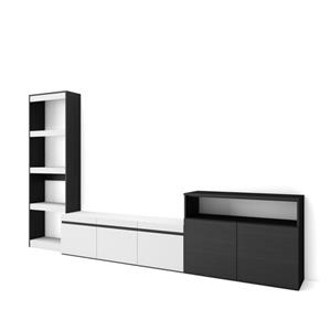 Skraut Home Tv-meubel Voor Woonkamer Wit En Zwart 310x35x186 Cm