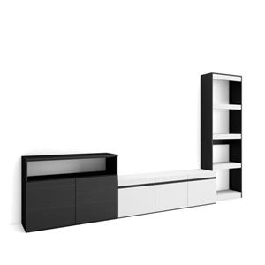 Skraut Home Tv-meubel Voor Woonkamer Wit En Zwart 310x35x186 Cm