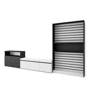 Skraut Home Tv-meubel Voor Woonkamer Wit En Zwart 360x35x186 Cm