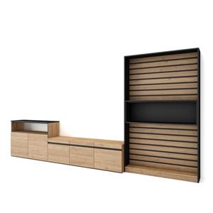 Skraut Home Tv-meubel Voor Woonkamer Eiken En Zwart 360x186x35 Cm