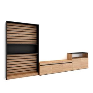 Skraut Home Tv-meubel Voor Woonkamer Eiken En Zwart 360x186x35 Cm