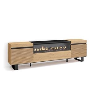 Skraut Home  Tv Meubel - Cozy - Lowboard, Elektrische Haard, Industrieel Design, 200x35x57cm