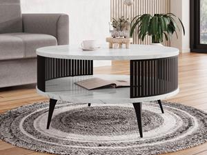 Mobistoxx Ronde salontafel MOZAIKO ⌀75 cm zwart/marmer wit