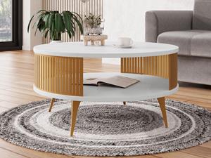 Mobistoxx Ronde salontafel MOZARTO ⌀75 cm goud/wit