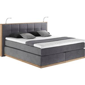 Places of Style Boxspring Vinton van eiken, met ledverlichting, verschillende hardheden (ook h4) (5-delig - 5-delig)