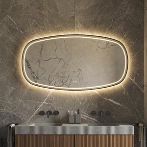 HIPP design Phantom Deens ovale spiegel met verlichting en verwarming 100x65cm zwart