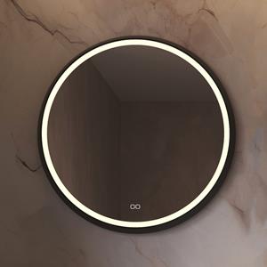 HIPP design Phantom ronde spiegel met verlichting en verwarming 60cm zwart