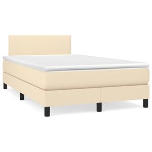 VidaXL Boxspring met matras stof crèmekleurig 120x190 cm