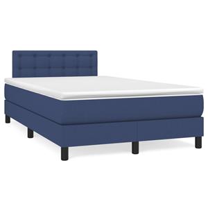 VidaXL Boxspring met matras stof blauw 120x190 cm