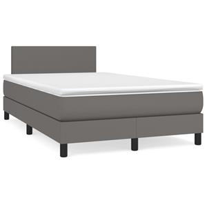 VidaXL Boxspring met matras kunstleer grijs 120x190 cm