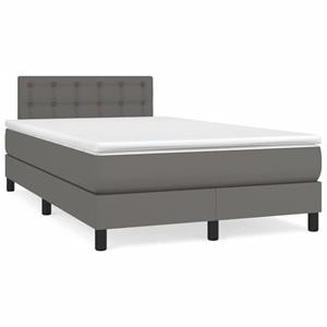 VidaXL Boxspring met matras kunstleer grijs 120x190 cm