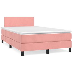 VidaXL Boxspring met matras fluweel roze 120x190 cm