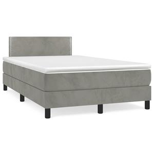 VidaXL Boxspring met matras fluweel lichtgrijs 120x190 cm