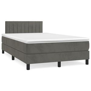 VidaXL Boxspring met matras fluweel donkergrijs 120x190 cm