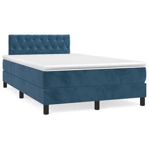 VidaXL Boxspring met matras fluweel donkerblauw 120x190 cm