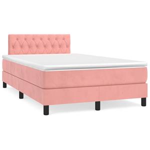 VidaXL Boxspring met matras fluweel roze 120x190 cm