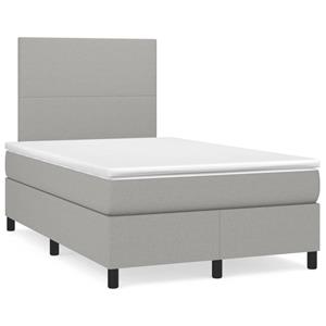 VidaXL Boxspring met matras stof lichtgrijs 120x190 cm