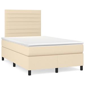 VidaXL Boxspring met matras stof crèmekleurig 120x190 cm