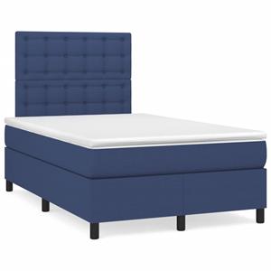 VidaXL Boxspring met matras stof blauw 120x190 cm