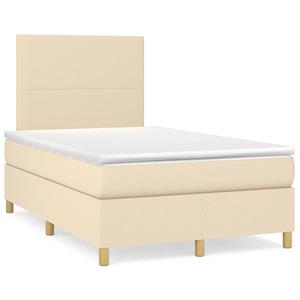 VidaXL Boxspring met matras stof crèmekleurig 120x190 cm